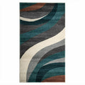Modern abstract area rug in teal gray and cream 150 x 90 x 1cm