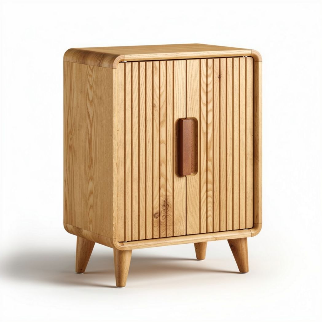 Wooden storage cabinet with slatted doors 40 x 30 x 50cm for home organization