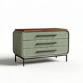 Three-drawer storage chest with wood top and green finish 90 x 45 x 75cm
