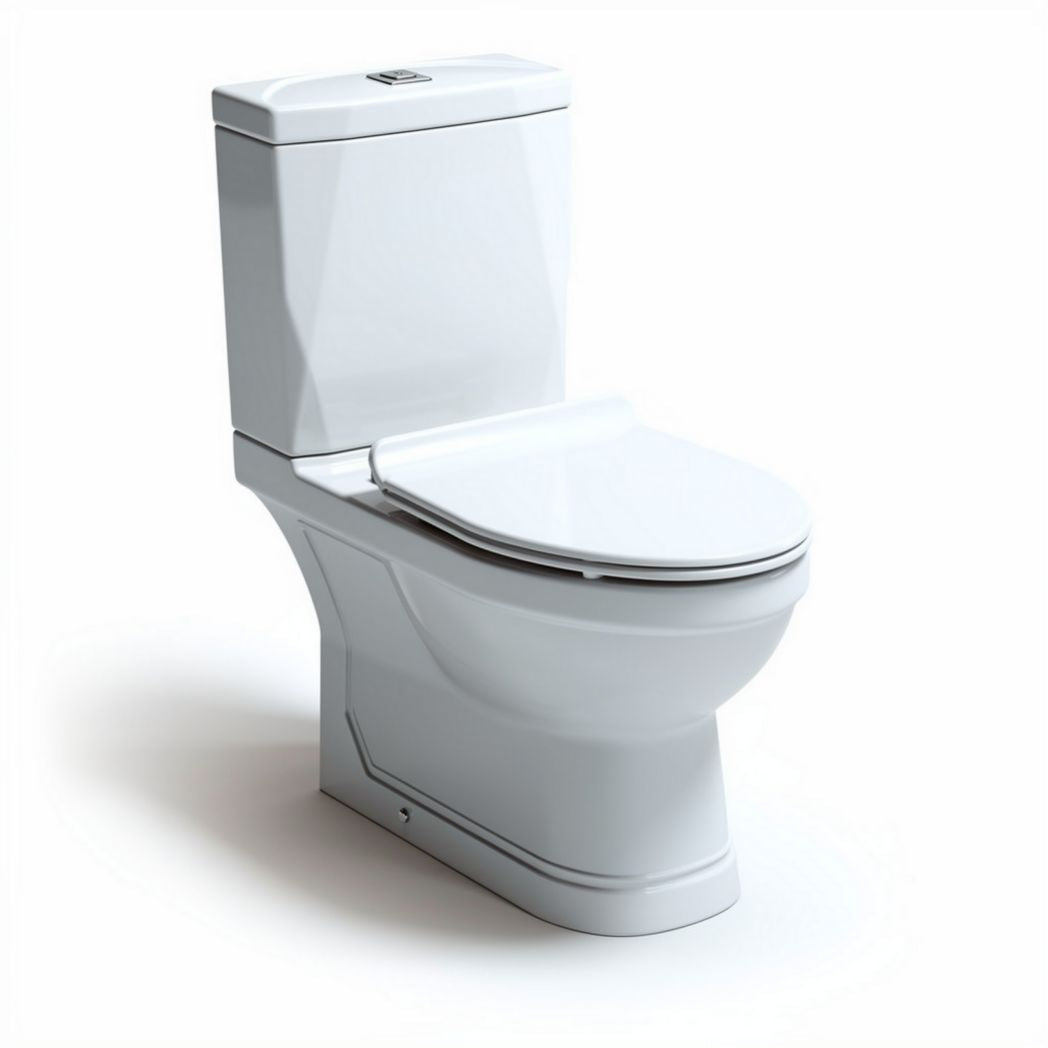 Dual flush toilet with elongated bowl and soft close seat in white 75 x 38 x 80cm