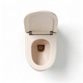Elongated toilet bowl in beige ceramic with soft close lid 35 x 50 x 40cm