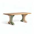 Wooden dining table with a two-tone finish and curved legs 180 x 90 x 75cm