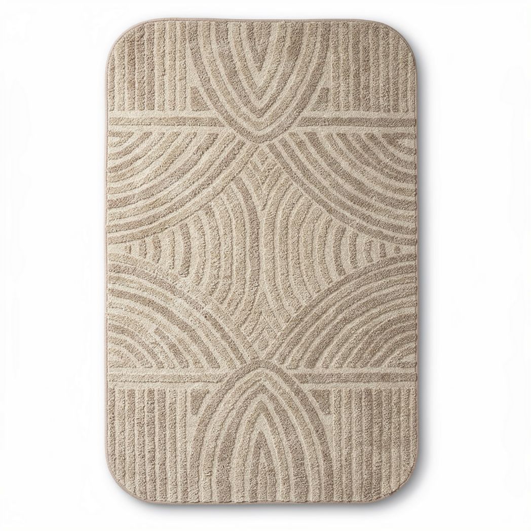 Beige geometric pattern area rug for living room 60 x 90 x 1cm